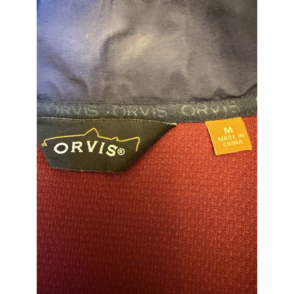 Orvis Pullover Mens  Navy Maroon Fleece Sherpa Snap Front Shirt Jacket Medium - Picture 7 of 9